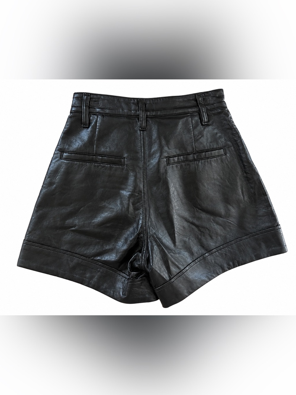 AGOLDE Black Recycled Leather High Rise Shorts Size 23 Made in USA Night Out - Picture 4 of 14